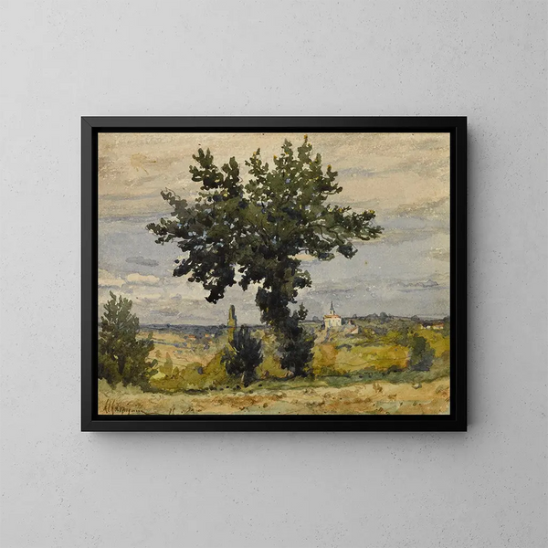 L'albero ai margini della strada - Henri-Joseph Harpignies — quadro incorniciato alla parete
