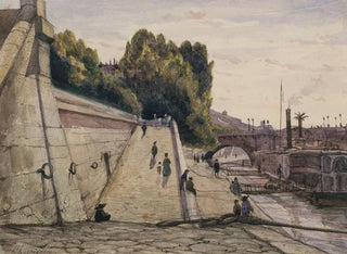 HenriJoseph Harpignies - Les bains de la Samaritaine la Seine sur le quai du Louvre 1er arrondissement.webp