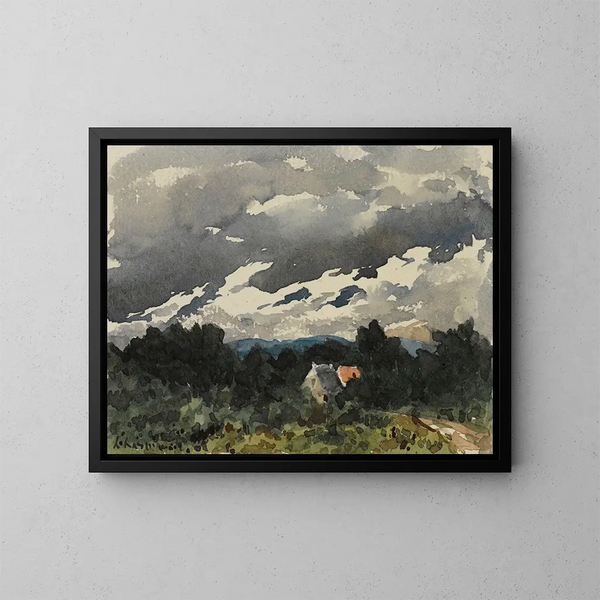 Paesaggio nuvoloso al crepuscolo - Henri-Joseph Harpignies — quadro incorniciato alla parete