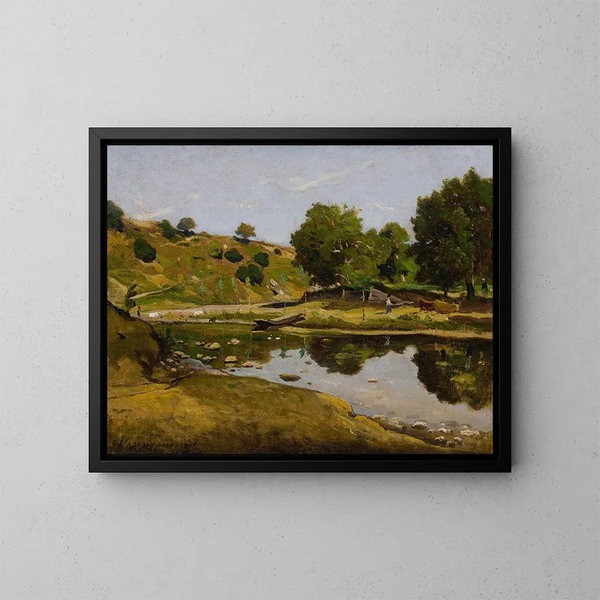 La Loire à Nevers - Henri-Joseph Harpignies — quadro incorniciato alla parete
