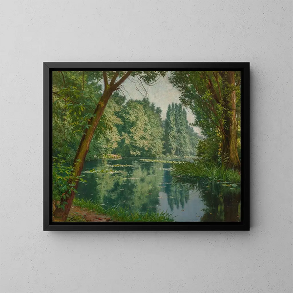 Seerosen im Sommer - Henri Biva — gerahmtes Bild an der Wand