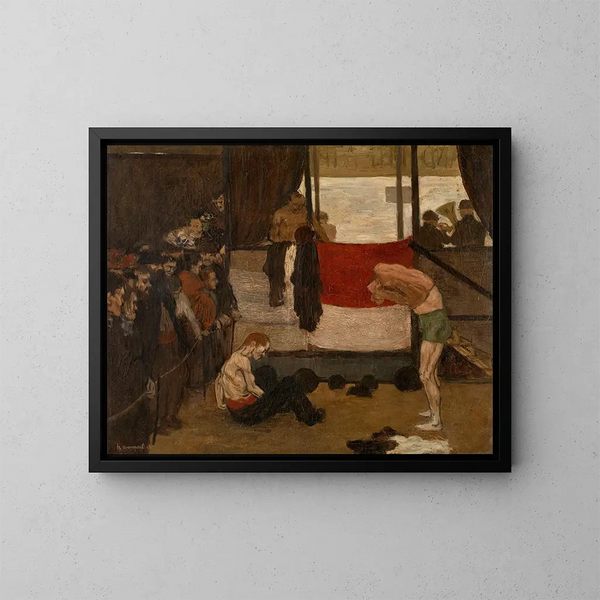 Gebäude des Kampfes auf einer Messe - Henri Evenepoel — gerahmtes Bild an der Wand