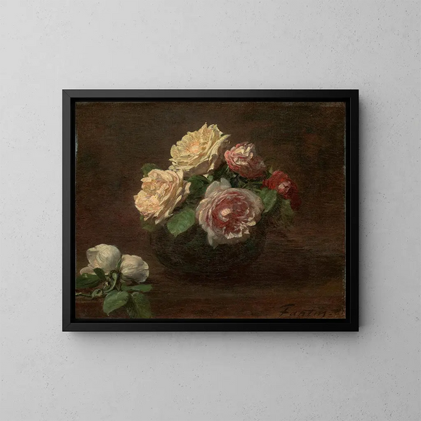 Rosen in einer Schüssel - Henri Fantin-Latour — gerahmtes Bild an der Wand