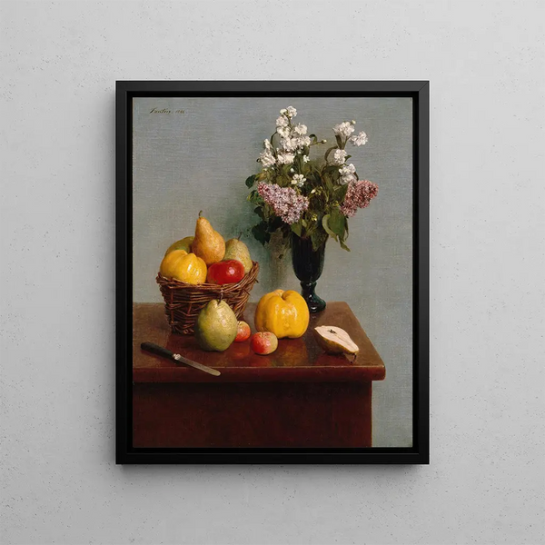 Nature morte ai fiori e ai frutti - Henri Fantin-Latour — quadro incorniciato alla parete