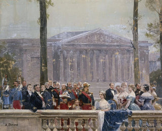 Henri Gervex - la famille impriale entoure de nombreuses personnalits du Second Empire devant le palais Bourbon.webp