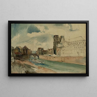 Henri Jean Baptiste Levis - Seine devant larchevch et la cathdrale NotreDame vers 1840.webp