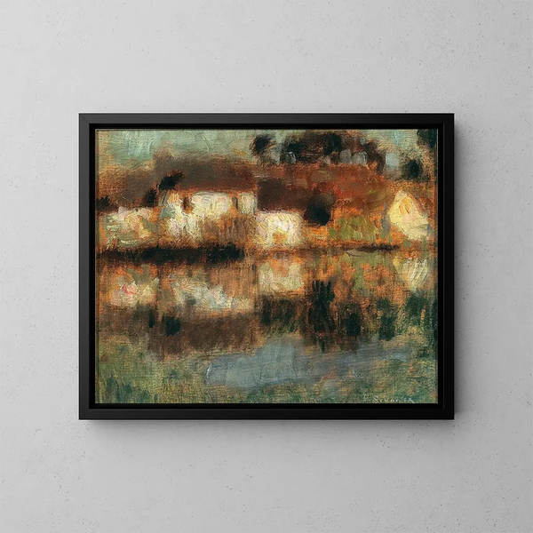 Die Häuser am Wasser in Bernéval oder der Kanal im Mondschein - Henri Le Sidaner — gerahmtes Bild an der Wand
