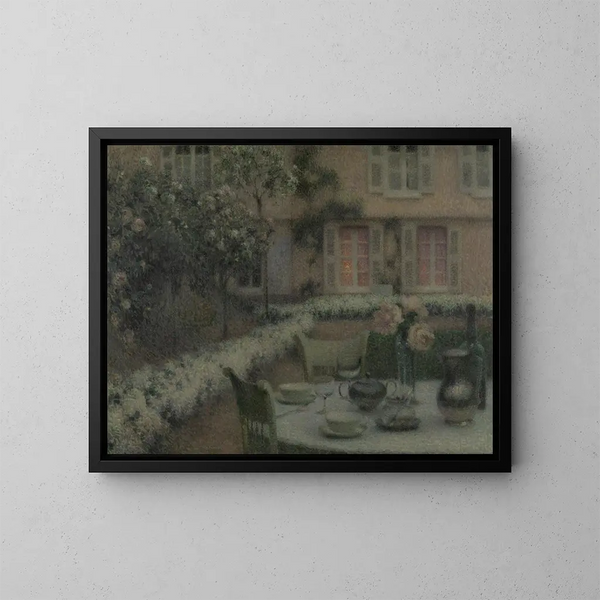Das Tisch im weißen Garten in Gerberoy - Henri Le Sidaner — gerahmtes Bild an der Wand