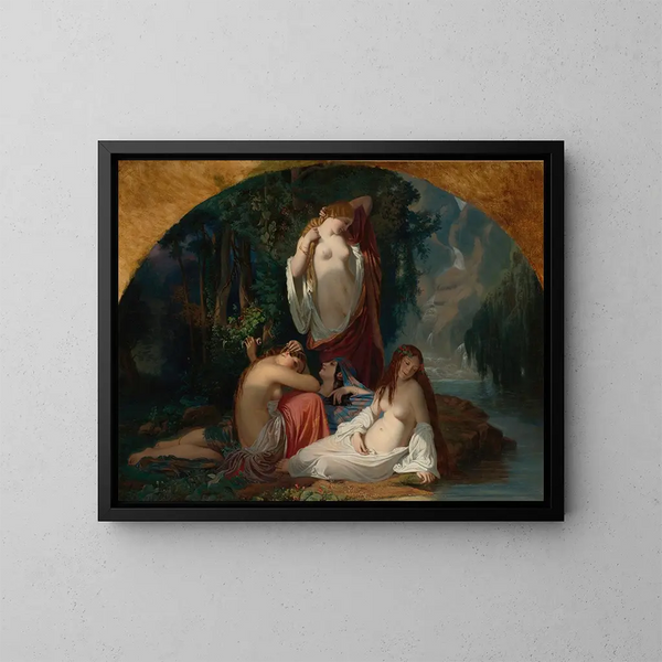 Les Baigneuses - Henri Lehmann — gerahmtes Bild an der Wand