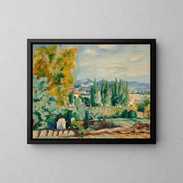 Landschaftsbild Herbst in der Umgebung von Saint-Tropez - Henri Manguin — gerahmtes Bild an der Wand