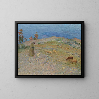 Berger und seine Schafe in den Causses - Henri Martin — gerahmtes Bild an der Wand