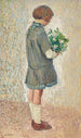 Mädchen im Schulmädchen-Overall, das einen Blumenstrauß hält - Henri Martin — Ansicht des Kunstwerks
