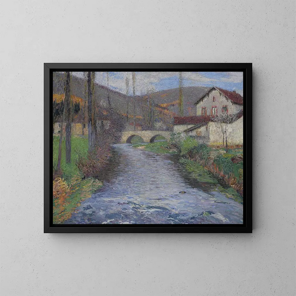 L'école et le pont sur le vert Labastide-du-Vert - Henri Martin — gerahmtes Bild an der Wand