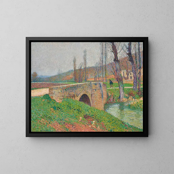 Der Brücke unter einem grauen Himmel - Henri Martin — gerahmtes Bild an der Wand