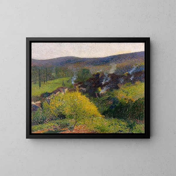 Les Chaumières au soir - Henri Martin — gerahmtes Bild an der Wand