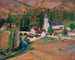 L' Kirche von Labastide-du-Vert mit Brücke und Fluss an einem Herbstabend - Henri Martin — Ansicht des Kunstwerks
