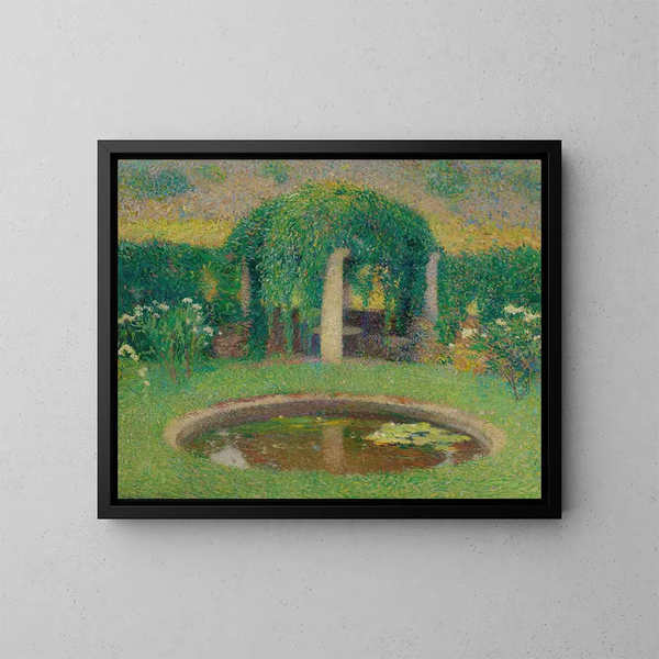 Kleines Gemälde des kleinen Beckens in der Nähe des Süd-Gewächshauses von Marquayrol, Gärten des Künstlers - Henri Martin — gerahmtes Bild an der Wand