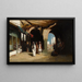 Ansicht eines nordafrikanischen Hofes mit Markt im Hintergrund - Henri van Wyk — gerahmtes Bild an der Wand