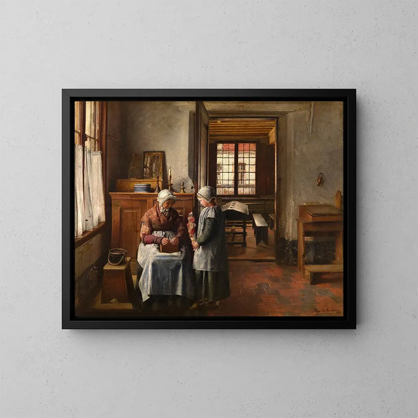 Das Festmahl der Großmütter - Henri de Braekeleer — gerahmtes Bild an der Wand
