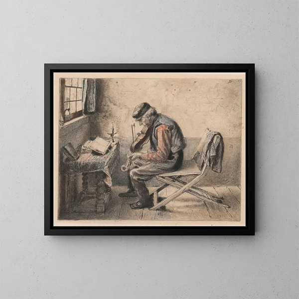 Der Geiger - Henri de Braekeleer — gerahmtes Bild an der Wand