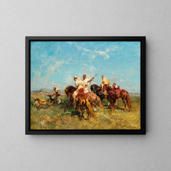 Die Gazellenjagd - Henri Émilien Rousseau — gerahmtes Bild an der Wand