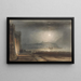 Port of Scarborough Yorkshire in moonlight - Henry Barlow Carter — framed artwork on a wall