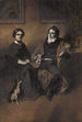 Portrait of actor Frédérick Lemaître with his wife and dog - Henry Bonaventure Monnier — artwork view