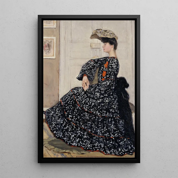 Henry CaroDelvaille - Portrait de femme en robe mouchete.webp