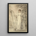 Portrait painting of Mlle V Dupuis leaning on a harp, with a fountain and a landscape with deer in the background - Henry Edridge — framed artwork on a wall
