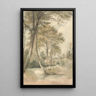 Henry Edridge - Stream with Trees and Cattle near Bromley Hill Kent.webp