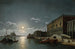 View of the Bacino di San Marco with the Doge's Palace and the Santa Maria della Salute church in the distance at moonlight - Henry Pether — artwork view