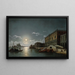 View of the Bacino di San Marco with the Doge's Palace and the Santa Maria della Salute church in the distance at moonlight - Henry Pether — framed artwork on a wall