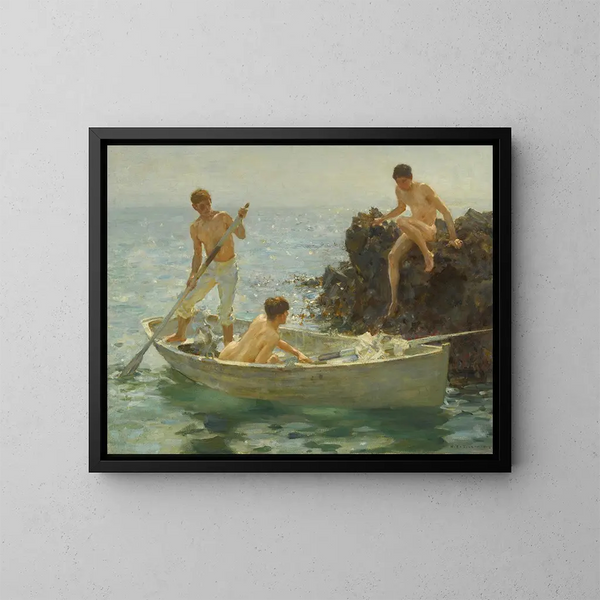 Die Bucht der Bäder - Henry Scott Tuke — gerahmtes Bild an der Wand