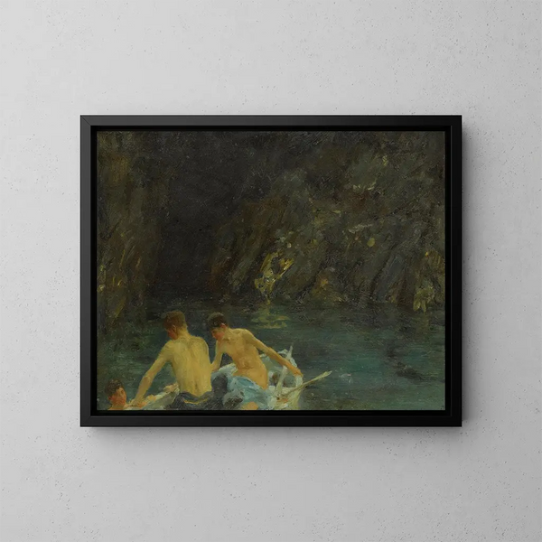 Die Grotte - Henry Scott Tuke — gerahmtes Bild an der Wand