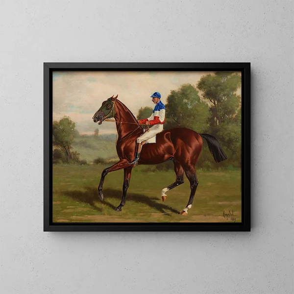 Eurus mit Reiter im Sattel - Henry Stull — gerahmtes Bild an der Wand