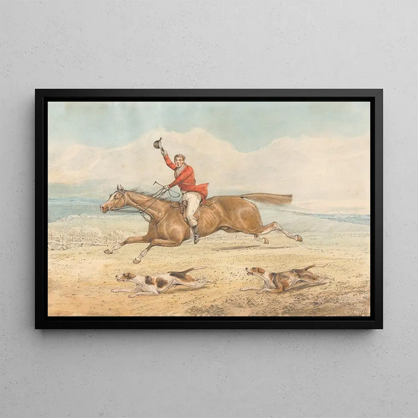 Henry Thomas Alken - A WhipperIn and a Couple of Hounds Running Hard in Open Country.webp