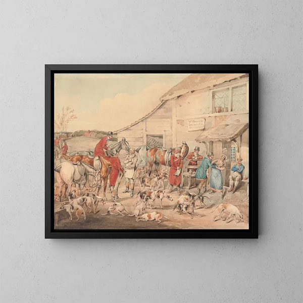 Die Fuchsjagd: Die Erfrischung - Henry Thomas Alken — gerahmtes Bild an der Wand