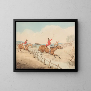 Henry Thomas Alken - Jumping a Low Rail and a Brook.webp