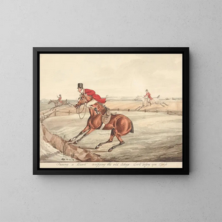 Henry Thomas Alken - Qualified Horses and Unqualified Riders Faceing a Brook Verifying the Old Adage Look Before You Leap.webp