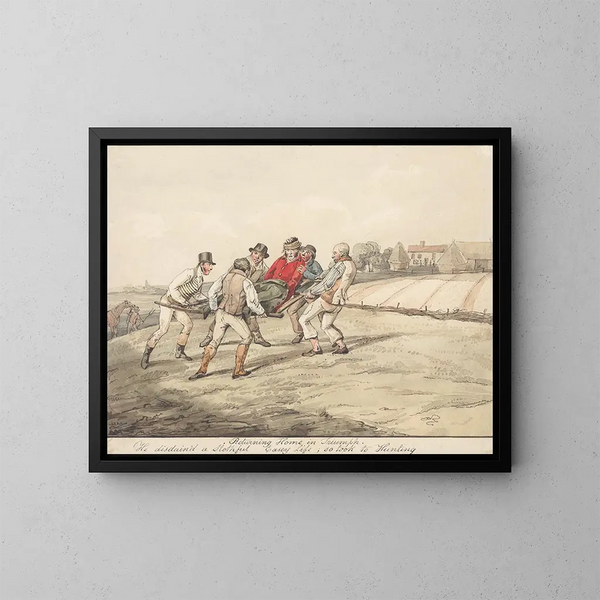 Cavalli qualificati e cavalieri non qualificati che tornano a casa trionfanti, disprezzava una vita di ozio facile e si mise a caccia - Henry Thomas Alken — quadro incorniciato alla parete