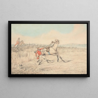 Henry Thomas Alken - Rider Holding on to a Gray Horse After a Fall.webp