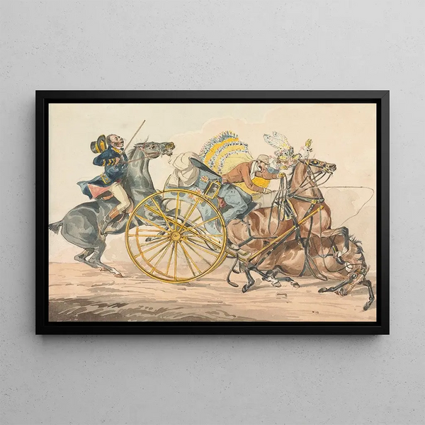 Scoperte sportive o le miserie della guida, scopri un nuovo modo di ridurre il tuo equipaggio - Henry Thomas Alken — quadro incorniciato alla parete