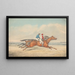 Zwei Jockeys galoppieren Schulter an Schulter nach rechts - Henry Thomas Alken — gerahmtes Bild an der Wand