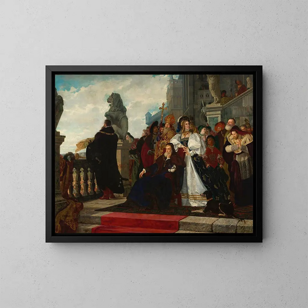 Krieg der Hühner - Henryk Rodakowski — gerahmtes Bild an der Wand