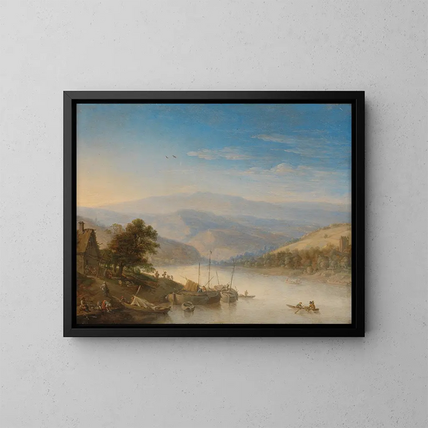 Vista sul Reno vicino ad Andernach - Herman Saftleven — quadro incorniciato alla parete