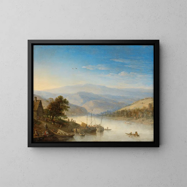 Vista del Reno vicino ad Andernach - Herman Saftleven — quadro incorniciato alla parete