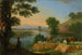 Flusslandschaft mit Ziegen und Rindern, ein Bauernhof im Hintergrund - Herman van Swanevelt — Ansicht des Kunstwerks