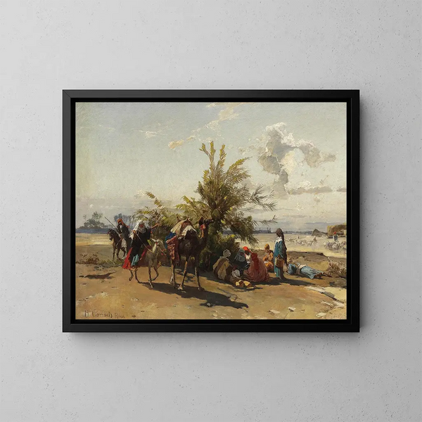 Un accampamento in un'oasi - Hermann David Salomon Corrodi — quadro incorniciato alla parete