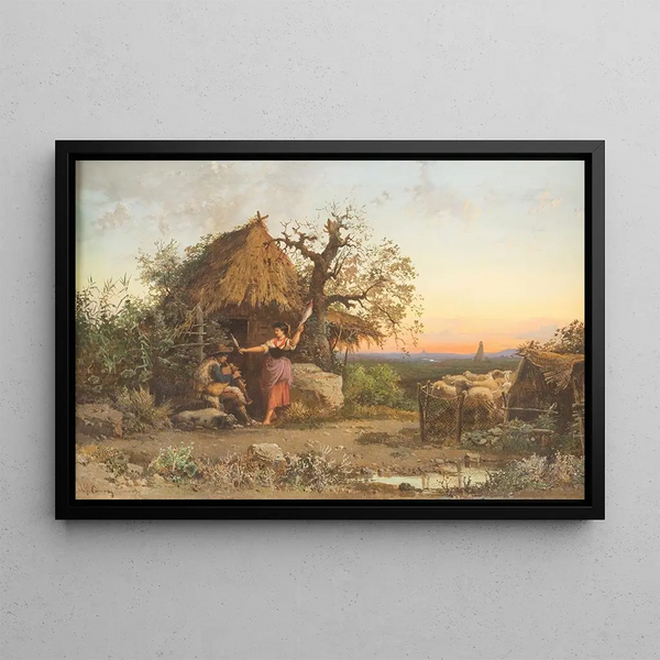 Hermann David Salomon Corrodi - Music making shepherds Rome in the background.webp