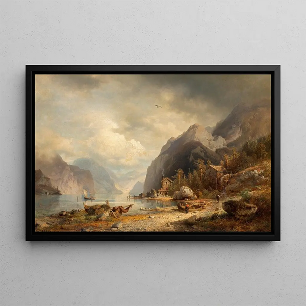 Hermann Ottomar Herzog - Fishing Village.webp